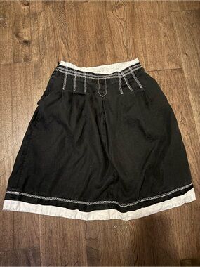 Black and White Linen Skirt